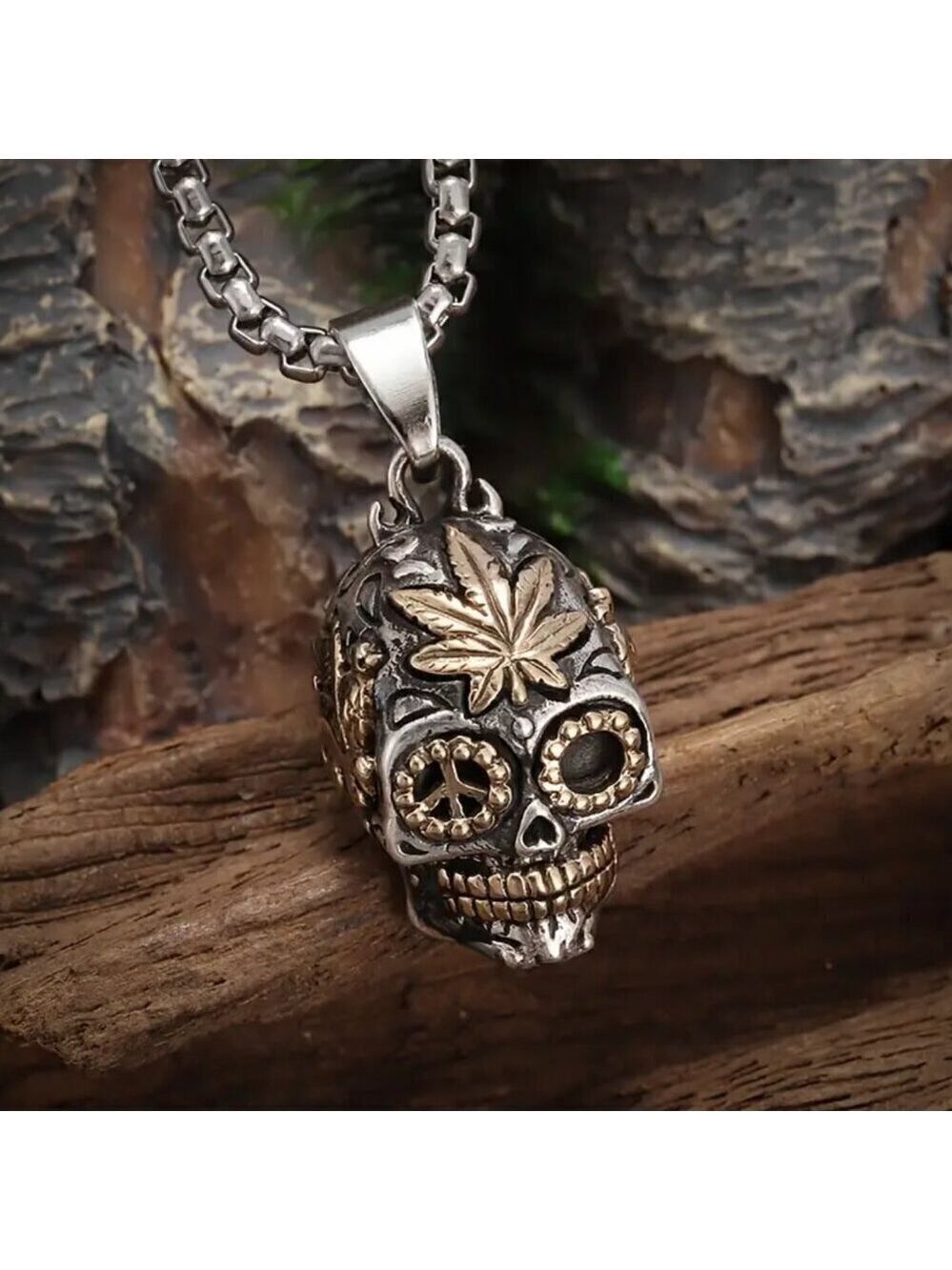 Day of the Dead Sugar Skull 420 Herb Necklace / Pendant #1453